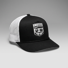 Black/White Lions Not Sheep "Crest" 5 Panel Trucker Hat - Dark Version