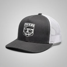Black/White Lions Not Sheep "Crest" 5 Panel Trucker Hat - Dark Version