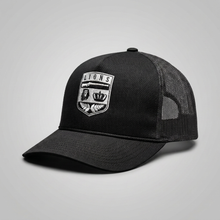 Black/White Lions Not Sheep "Crest" 5 Panel Trucker Hat - Dark Version