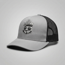 Black/White Lions Not Sheep "Crest" 5 Panel Trucker Hat - Dark Version
