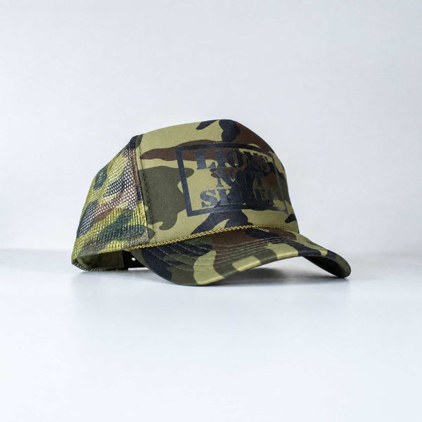 Lions Not Sheep Foam Trucker Hat Full Camo