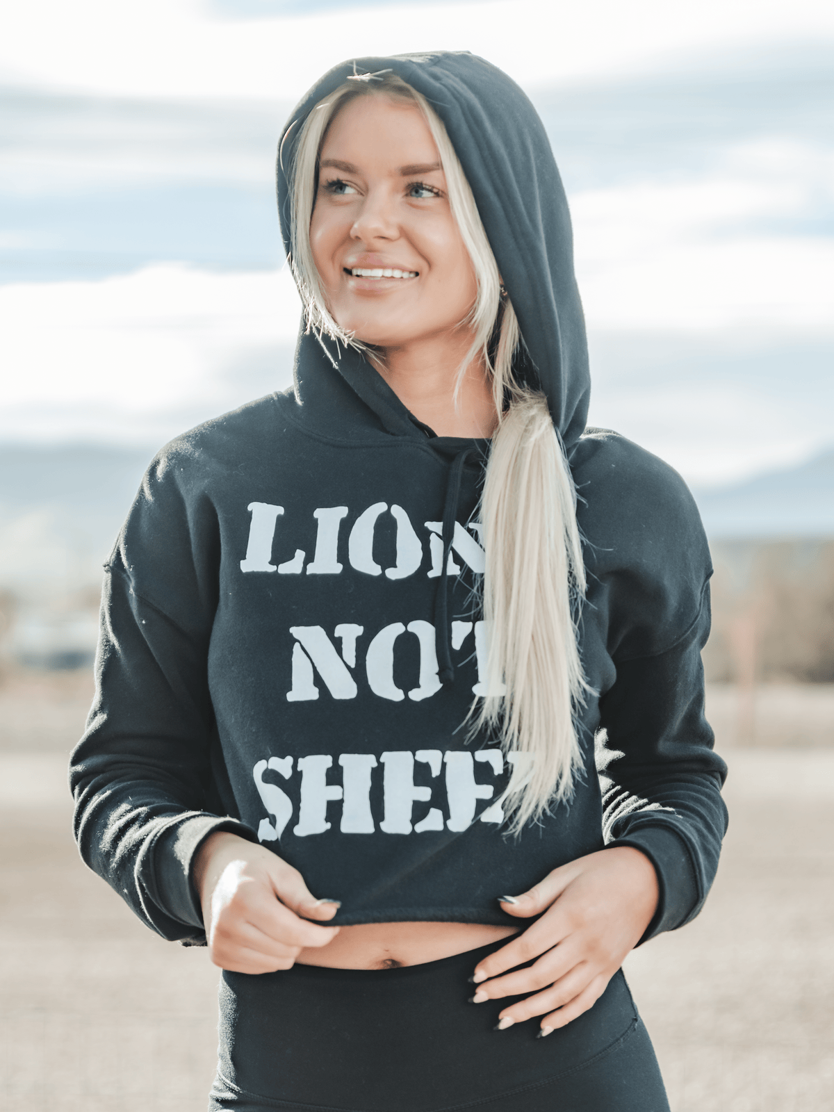 LIONS NOT SHEEP OG Womens Crop Top Hoodie - Lions Not Sheep ®