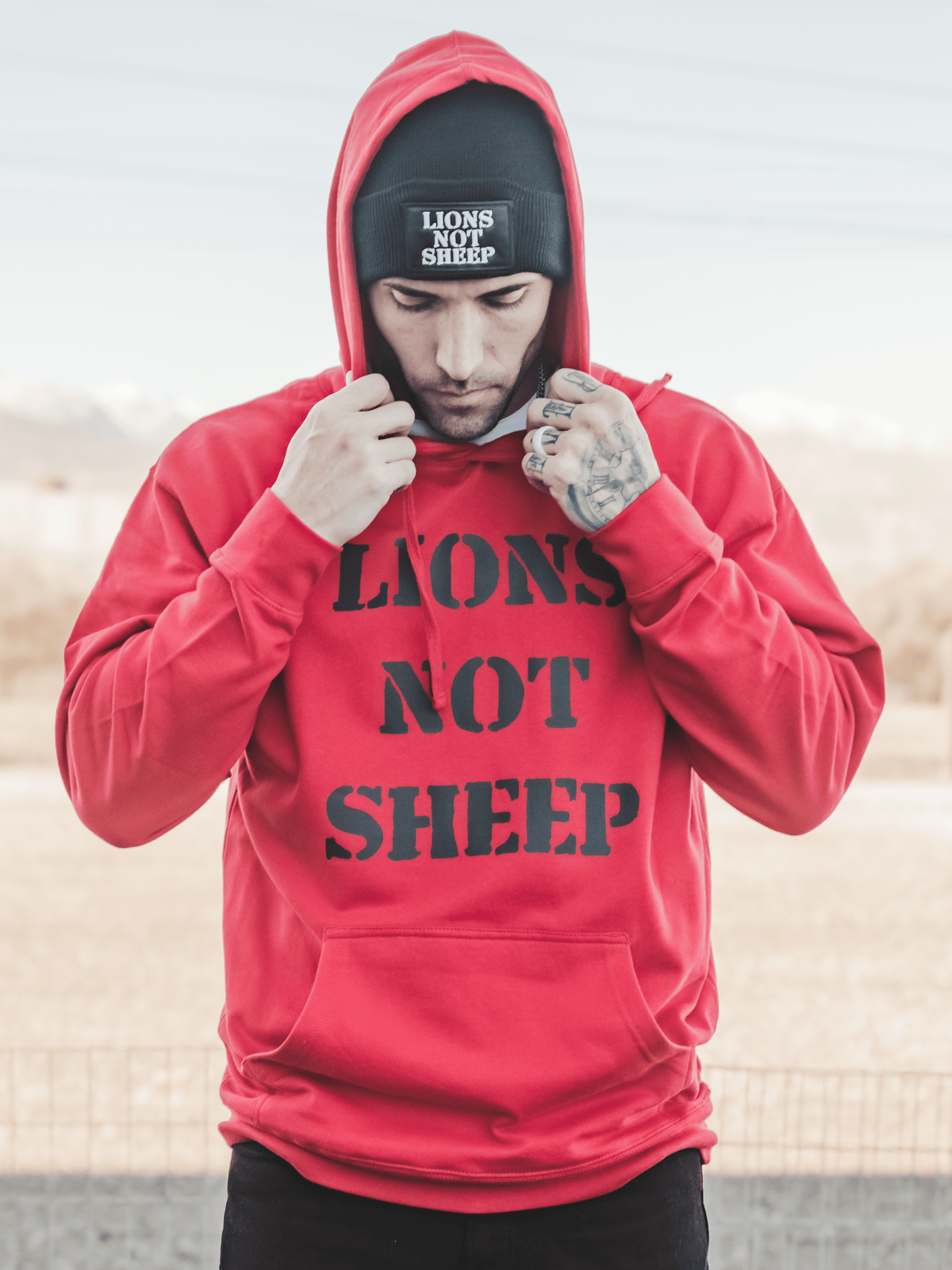 LIONS NOT SHEEP OG Unisex Pullover Hoodie (RED) - Lions Not Sheep ®
