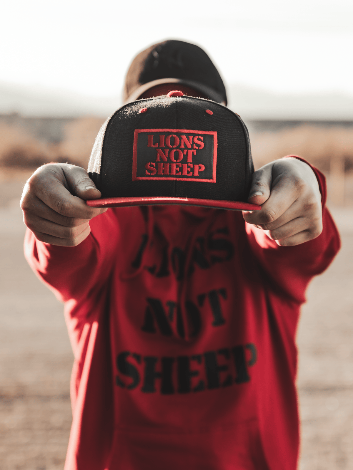Lions Not Sheep OG Hat (Red/Black Fabric Back) - Lions Not Sheep ®