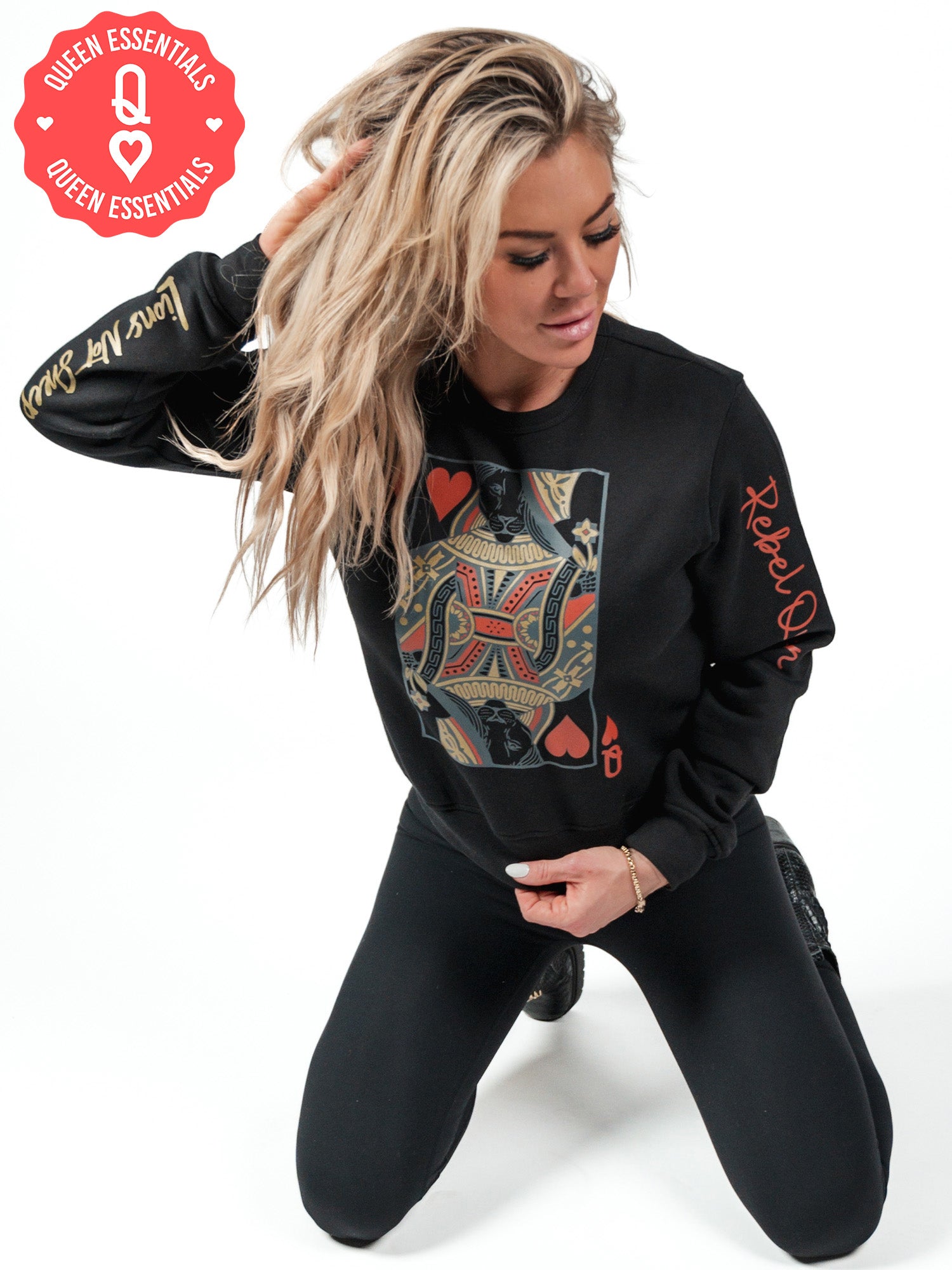QUEEN CARD Crewneck Sweatshirt (Obsidian Edition) - Lions Not Sheep ®