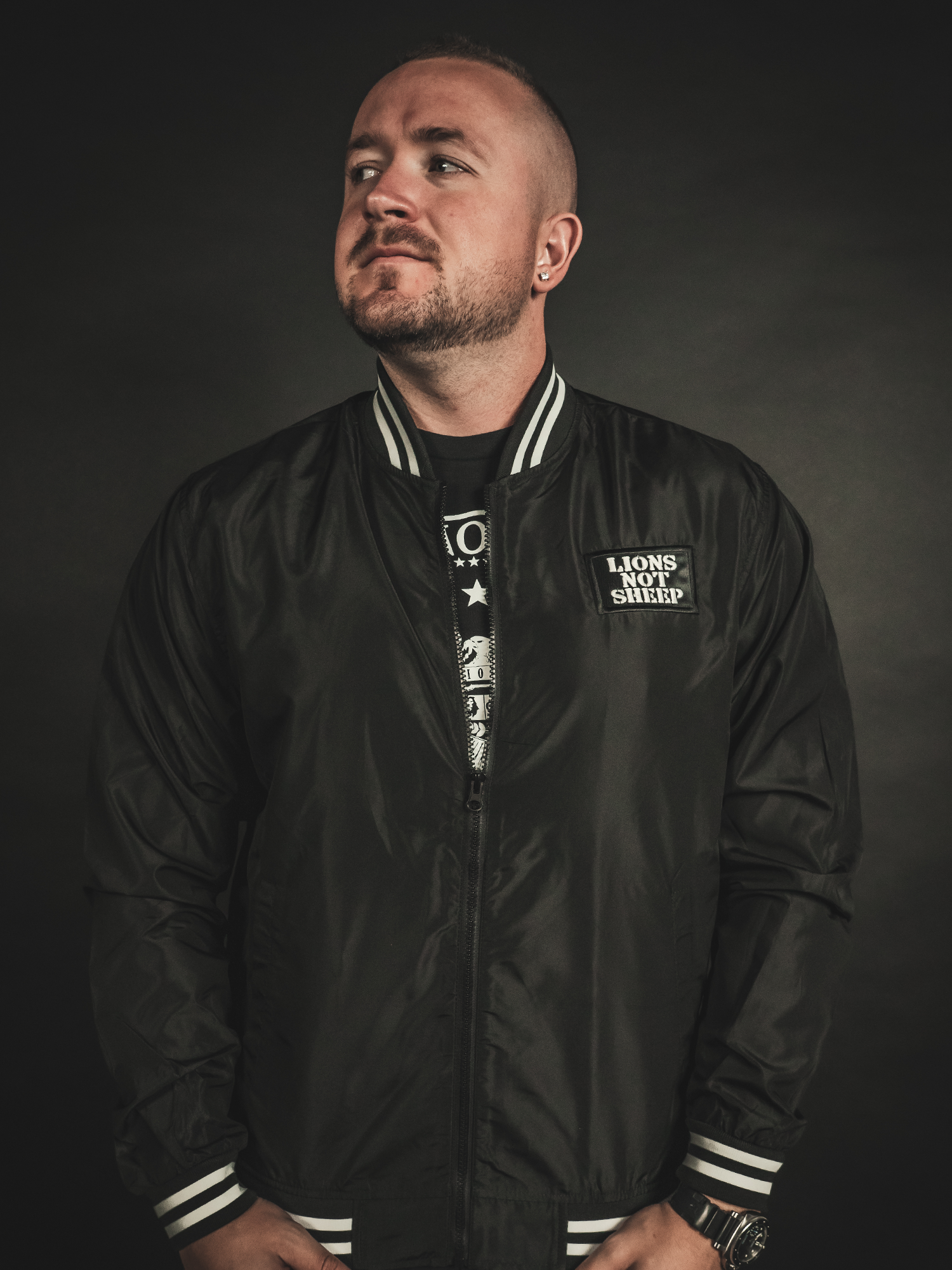 Lions Not Sheep Lightweight Bomber Jacket (Black/White) - Lions Not Sheep ®