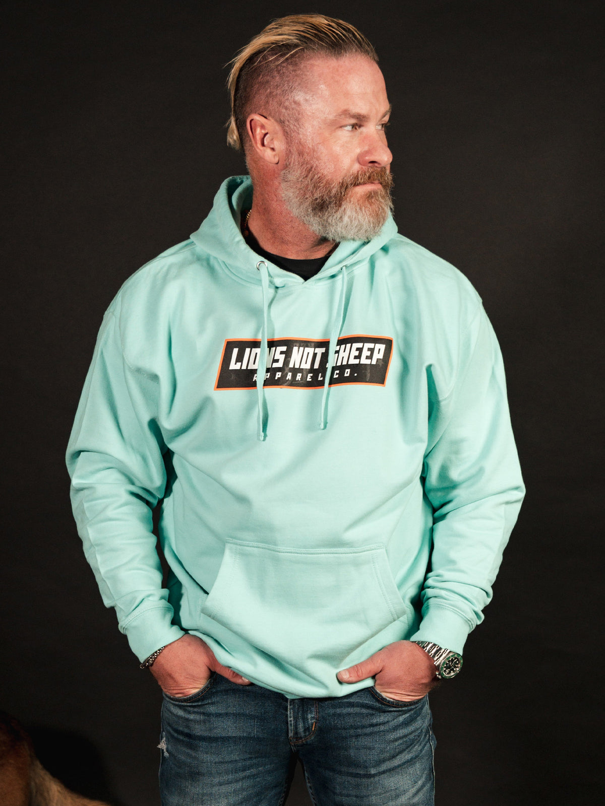LIONS NOT SHEEP FRONTLINE Unisex Pullover Hoodie (Mint) - Lions Not Sheep ®
