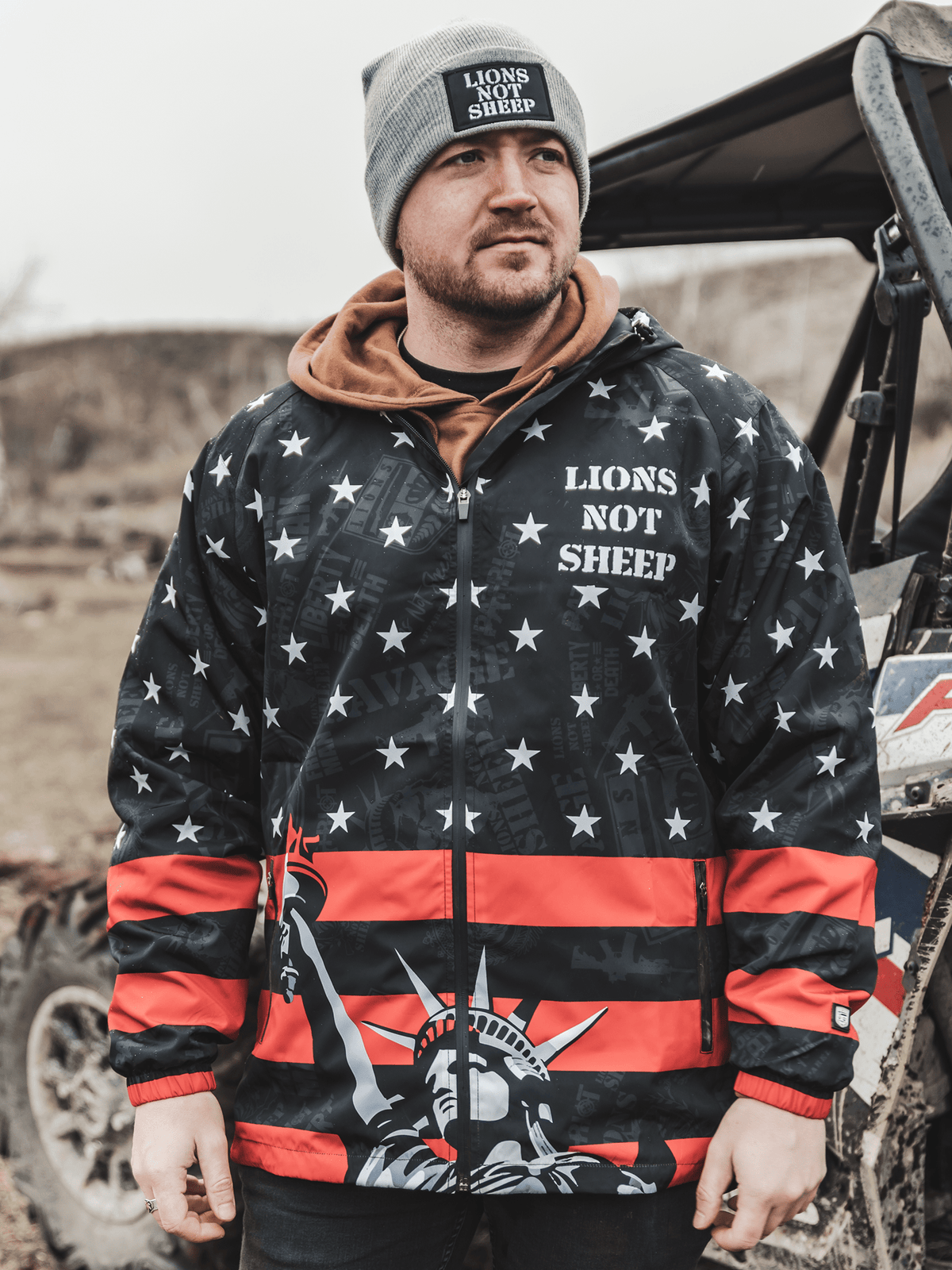 LIONS NOT SHEEP OG Outer-Shell Jacket (Red/Black) - Lions Not Sheep ®