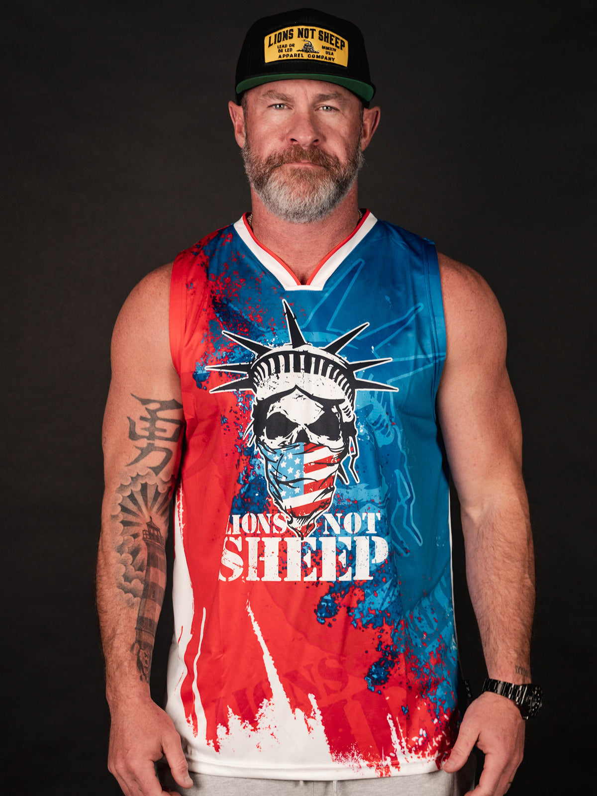 LIONS NOT SHEEP LIBERTY MASK Basketball Jersey - Lions Not Sheep ®