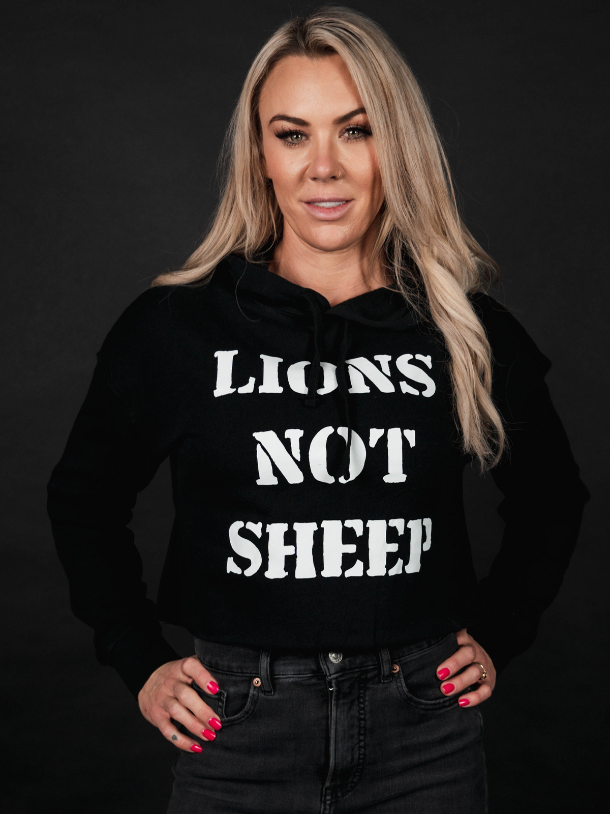 LIONS NOT SHEEP OG Womens Crop Top Hoodie - Lions Not Sheep ®