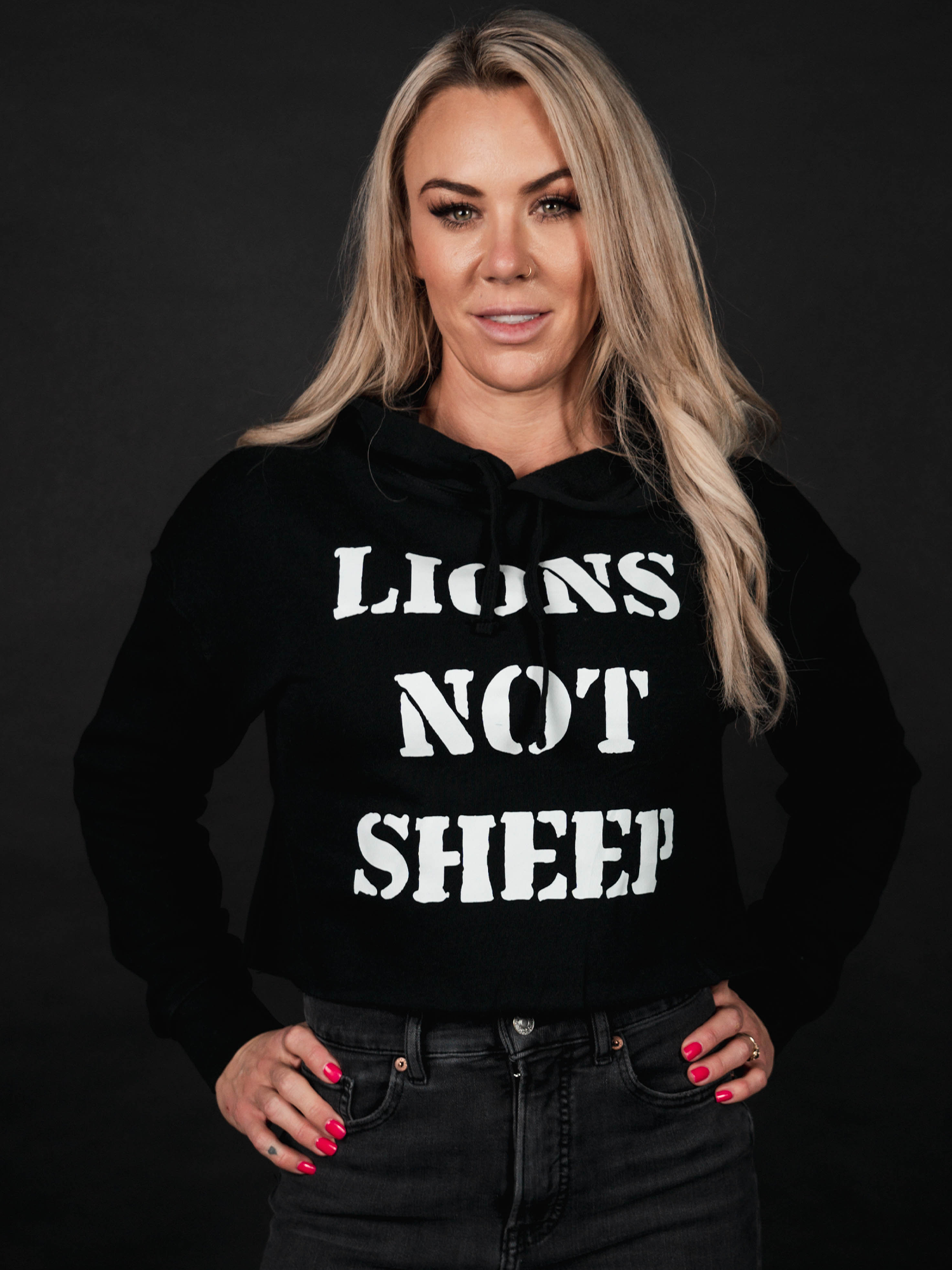 LIONS NOT SHEEP OG Womens Crop Top Hoodie - Lions Not Sheep ®
