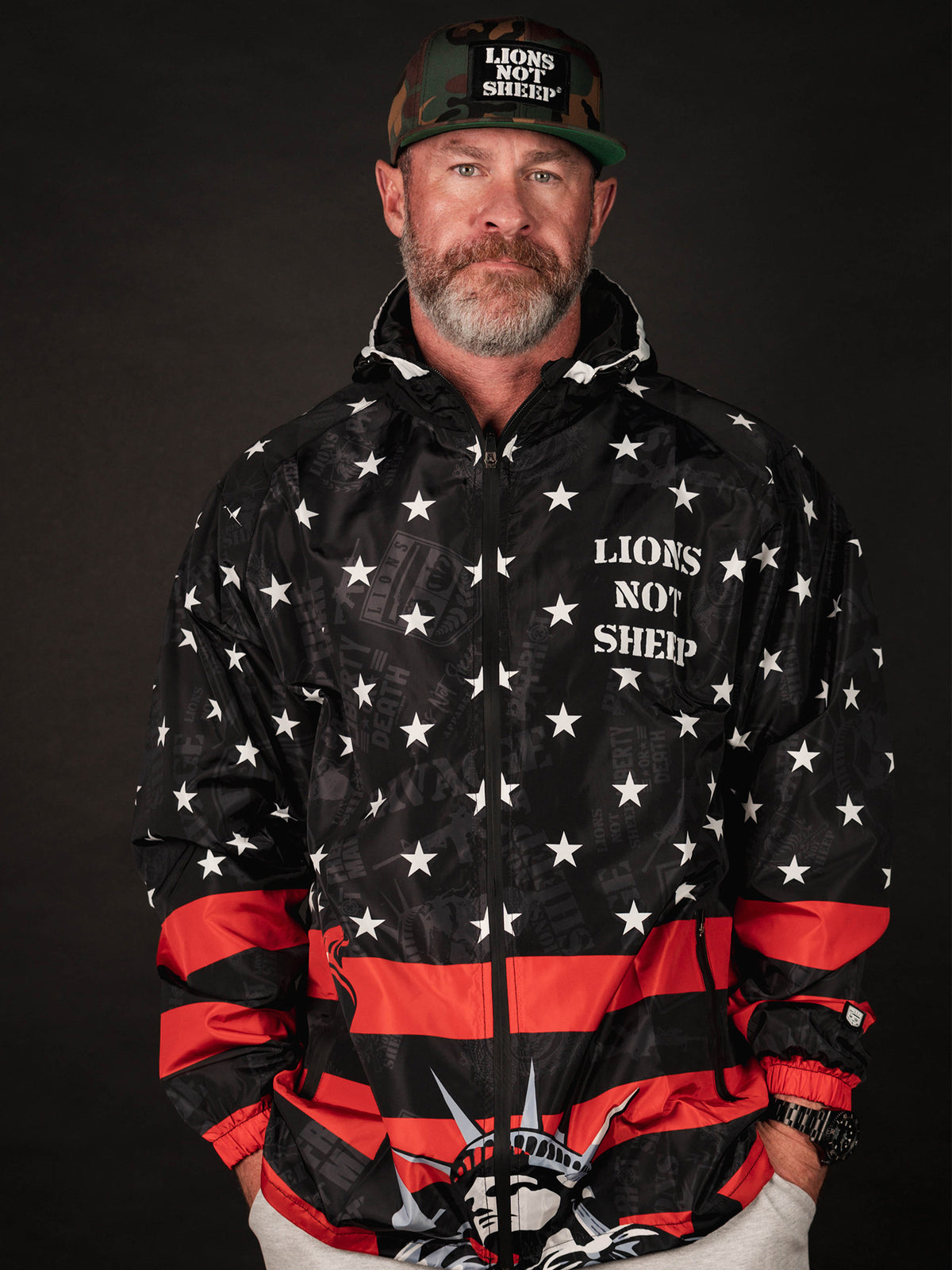 LIONS NOT SHEEP OG Outer-Shell Jacket (Red/Black) - Lions Not Sheep ®