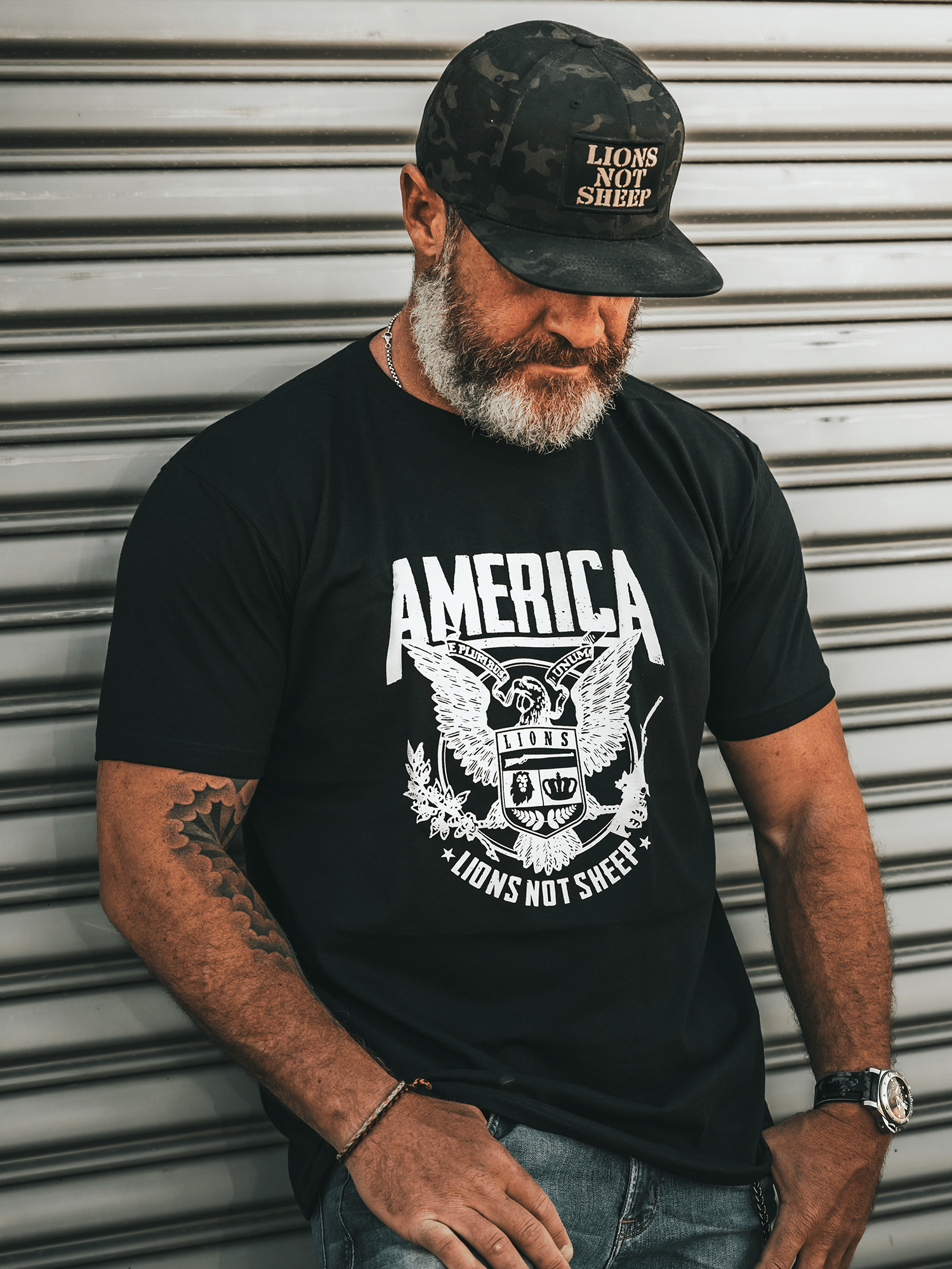 Lions Not Sheep AMERICAN SHIELD Tee