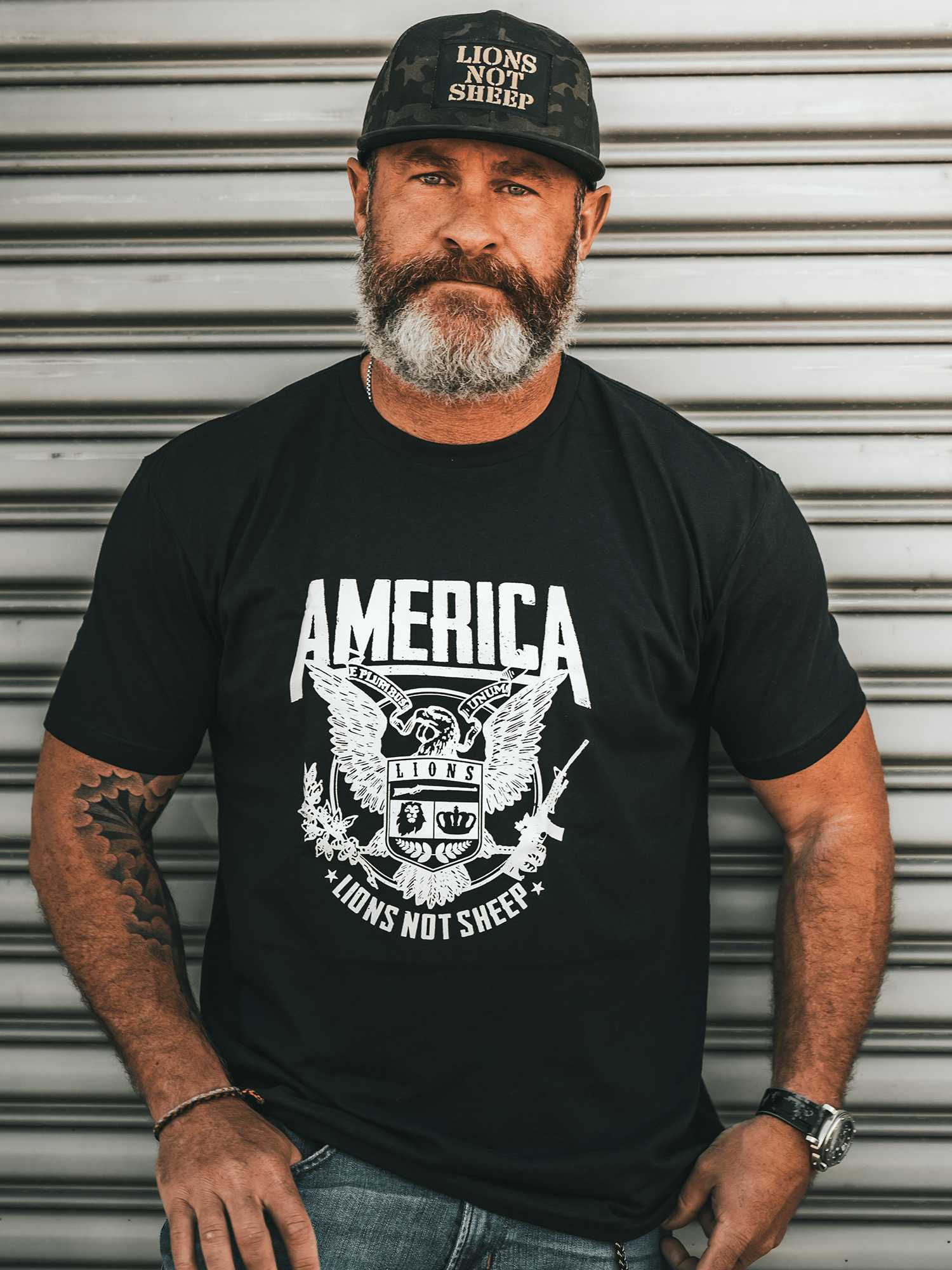 Lions Not Sheep AMERICAN SHIELD Tee
