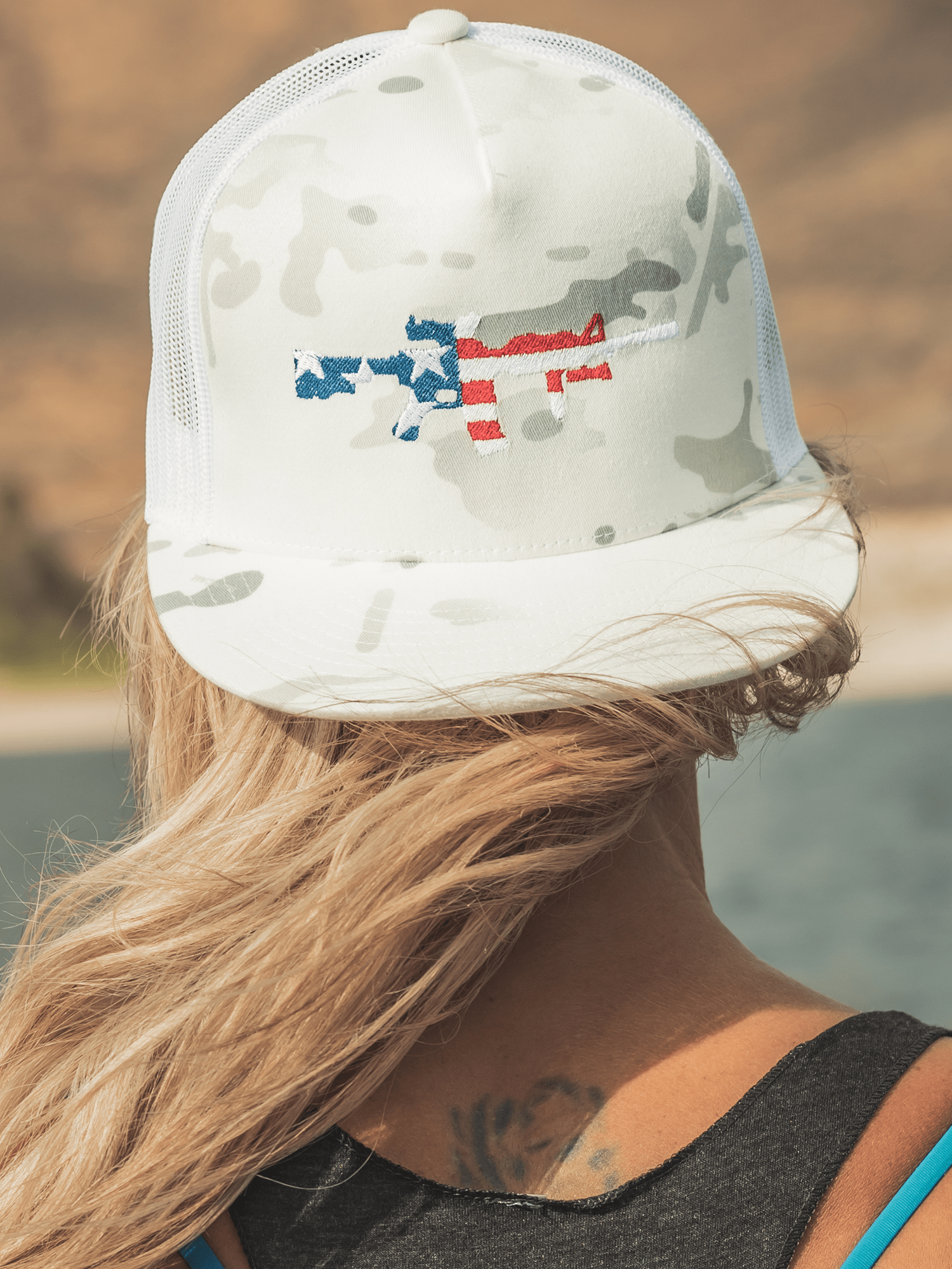Lions Not Sheep MESH BACK AR-15 WHITE CAMO Hat