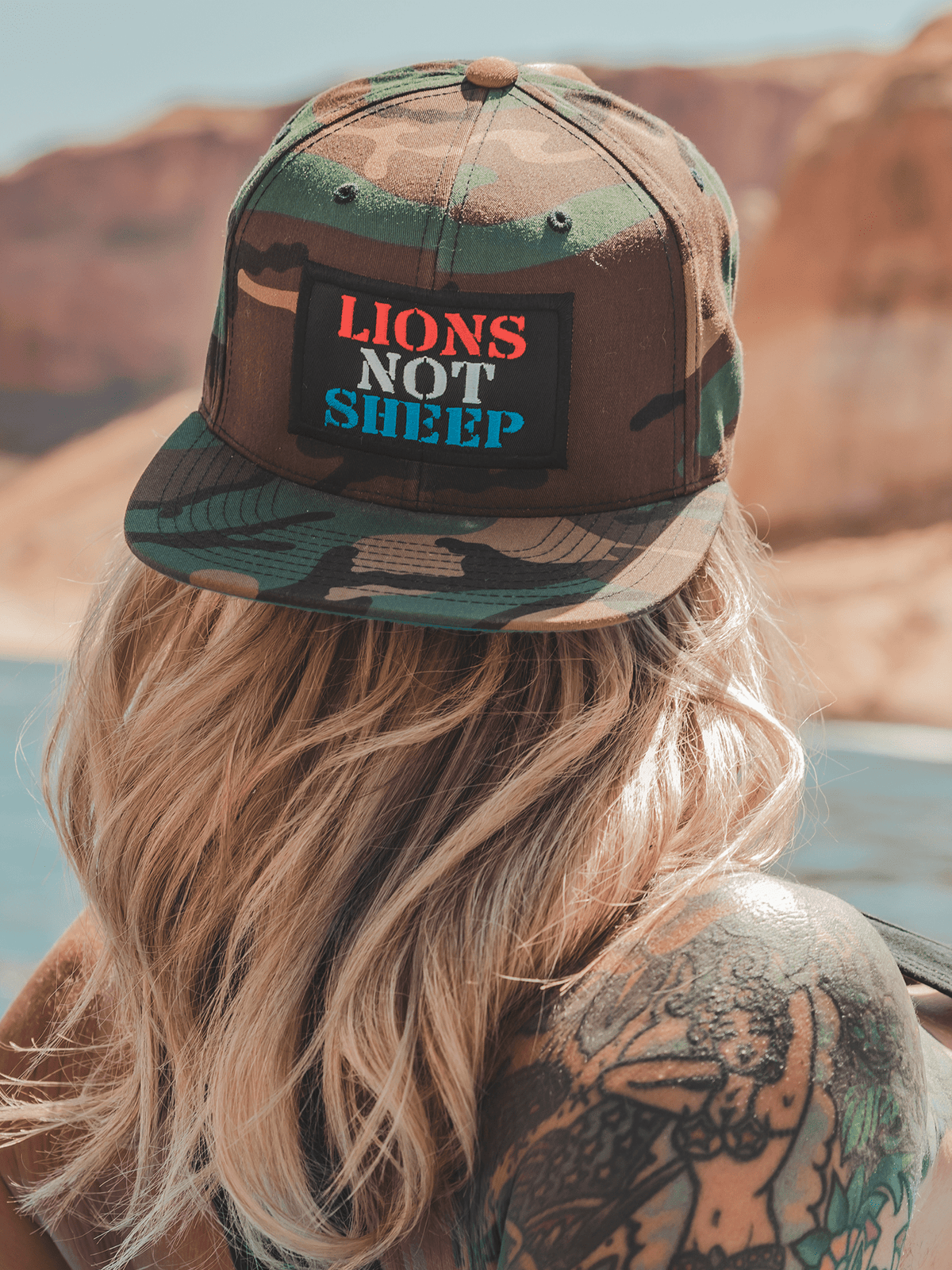 Lions Not Sheep Lions Not Sheep OG Camo Hat (Red, White &amp; Blue)