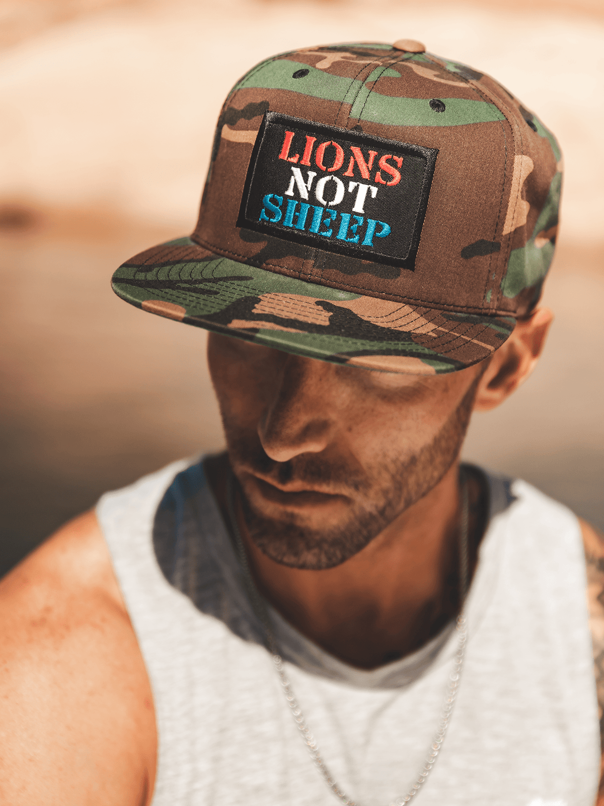 Lions Not Sheep Lions Not Sheep OG Camo Hat (Red, White &amp; Blue)