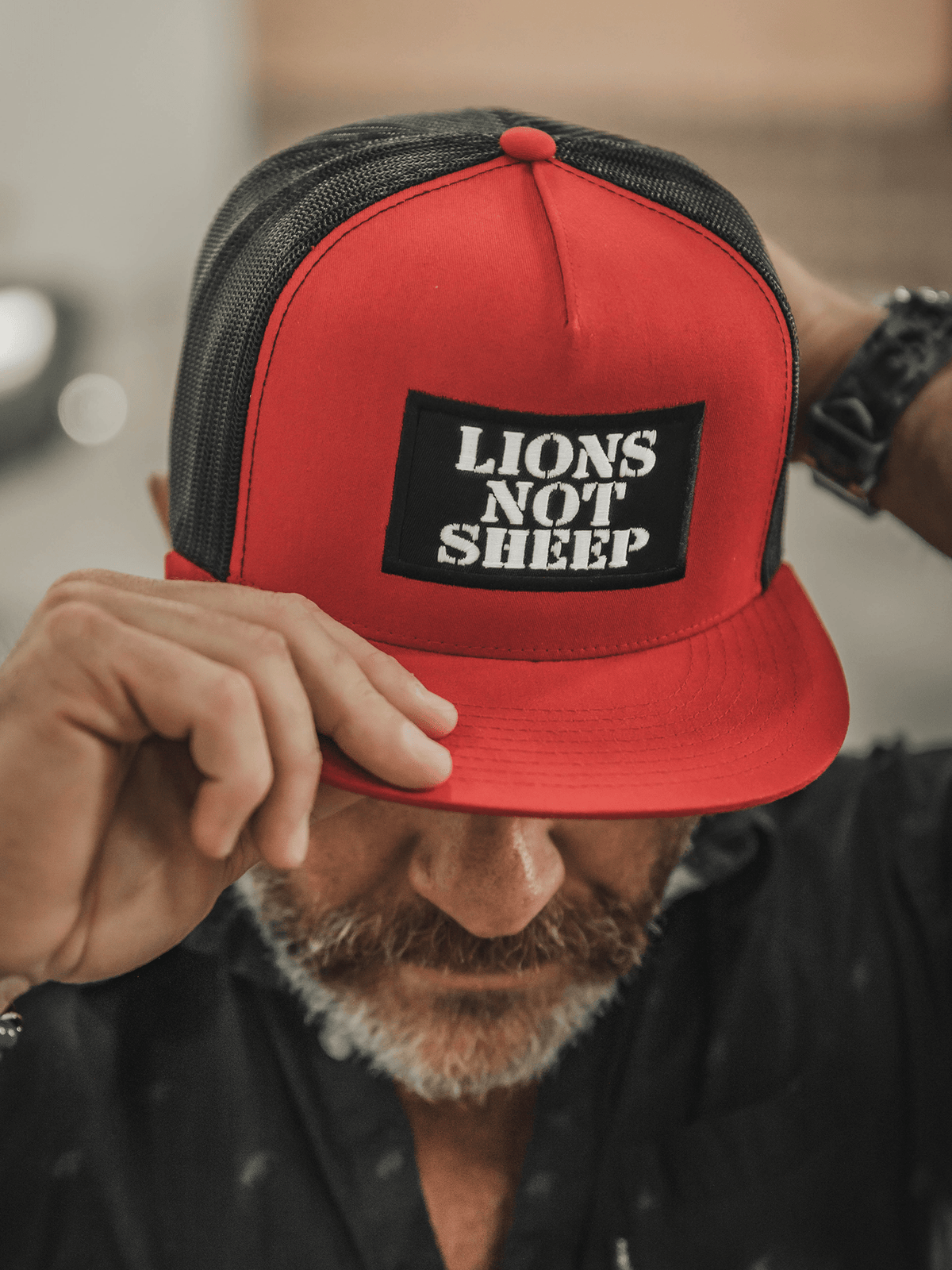 Lions Not Sheep Lions Not Sheep OG Hat (Red/Black)