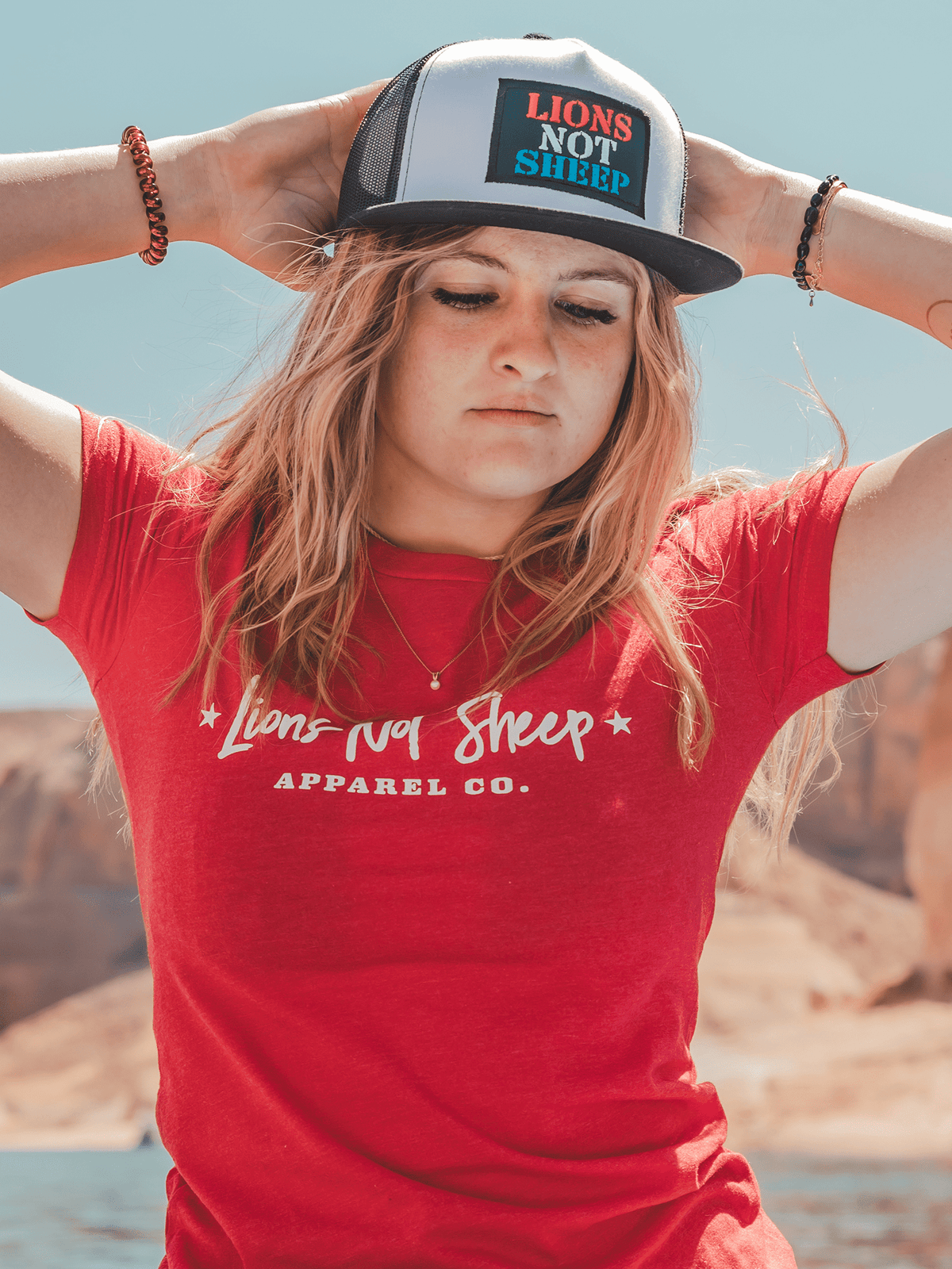 Lions Not Sheep Lions Not Sheep OG Hat (White / Black - Red, White &amp; Blue)