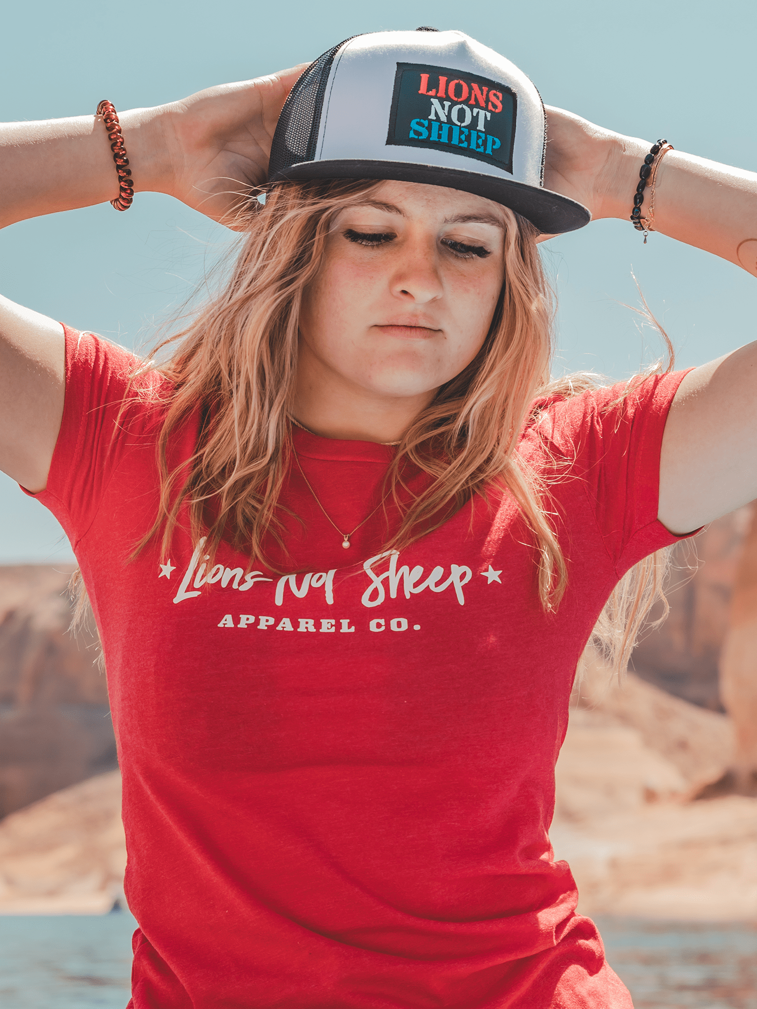 Lions Not Sheep Lions Not Sheep OG Hat (White / Black - Red, White & Blue)