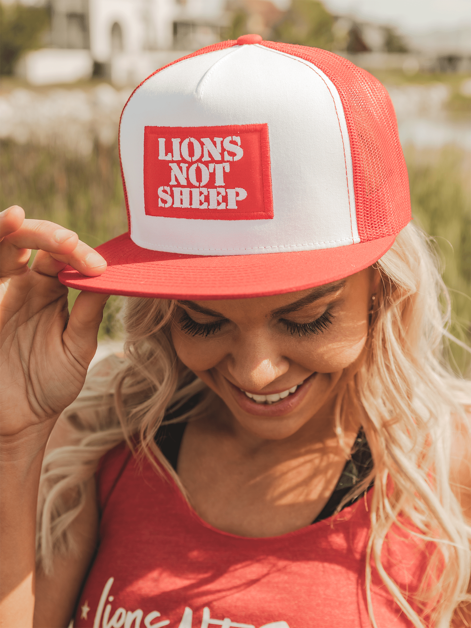Killin It Klothing Hats Lions Not Sheep OG Hat (White / Red)