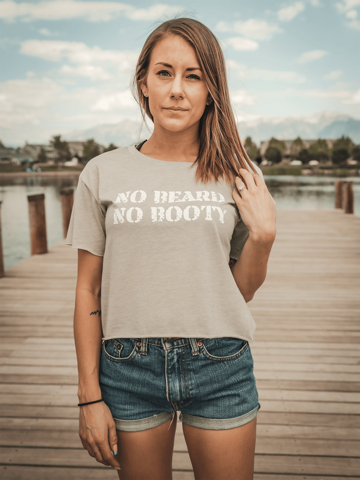 YBA Shirts Tanks NO BEARD NO BOOTY Womens Crop Top