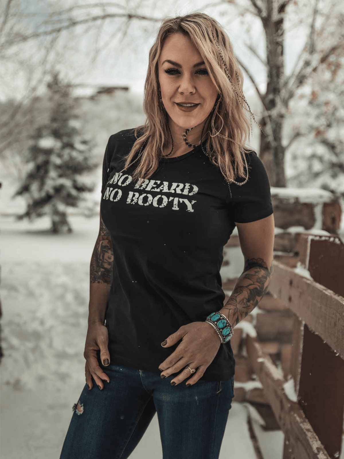 YBA Shirts T-Shirts NO BEARD NO BOOTY Womens Tee